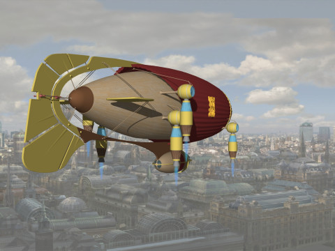 BALLOON FLYING BALLOON PLANE BALLON SHIP 1 BOAT ROPES SAILS FLEET VEHICLE 3D MODEL Modelo 3D