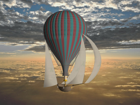BALLOON FLYING BALLOON PLANE BALLON 0 SHIP BOAT ROPES SAILS FLEET VEHICLE 3D MODEL Model 3D