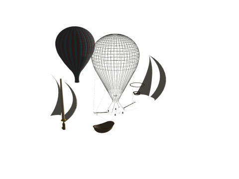 BALLOON FLYING BALLOON PLANE BALLON 0 SHIP BOAT ROPES SAILS FLEET VEHICLE 3D MODEL 3D-Modell
