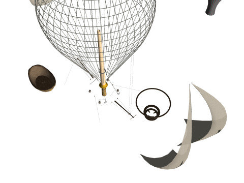 BALLOON FLYING BALLOON PLANE BALLON 0 SHIP BOAT ROPES SAILS FLEET VEHICLE 3D MODEL 3D-Modell