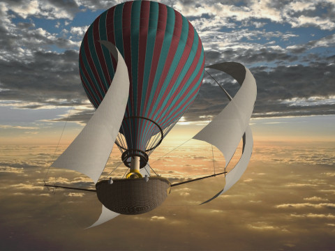 BALLOON FLYING BALLOON PLANE BALLON 0 SHIP BOAT ROPES SAILS FLEET VEHICLE 3D MODEL 3D-Modell