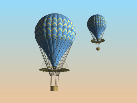 BALLOON FLYING BALLOON PLANE BALLON SHIP BOAT ROPES SAILS FLEET VEHICLE 3D MODEL Model 3D