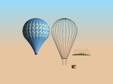 BALLOON FLYING BALLOON PLANE BALLON SHIP BOAT ROPES SAILS FLEET VEHICLE 3D MODEL 3D Model