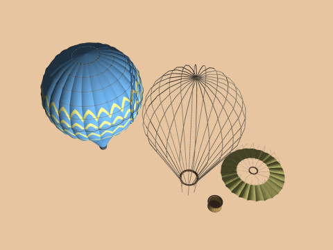 BALLOON FLYING BALLOON PLANE BALLON SHIP BOAT ROPES SAILS FLEET VEHICLE 3D MODEL 3D Model
