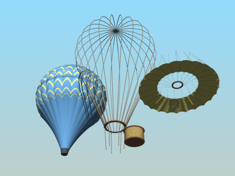 BALLOON FLYING BALLOON PLANE BALLON SHIP BOAT ROPES SAILS FLEET VEHICLE 3D MODEL 3D Model