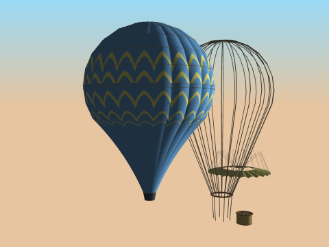 BALLOON FLYING BALLOON PLANE BALLON SHIP BOAT ROPES SAILS FLEET VEHICLE 3D MODEL 3D Model