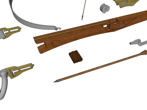 CROSSBOW ARROW SPEAR WOODEN BOW WEAPON PISTOL RIFLE TREE FOREST WEAPON RIFLE SOLDIER WORLD WAR C 3D Model