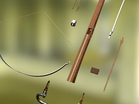 BESTA SETA LAN&Ccedil;A ARCO DE MADEIRA ARMA PISTOLA RIFLE &Aacute;RVORE FLORESTA ARMA RIFLE SOLDADO GUERRA MUNDIAL Modelo 3D