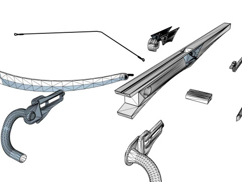 BESTA SETA LAN&Ccedil;A ARCO DE MADEIRA ARMA PISTOLA RIFLE &Aacute;RVORE FLORESTA ARMA RIFLE SOLDADO GUERRA MUNDIAL Modelo 3D