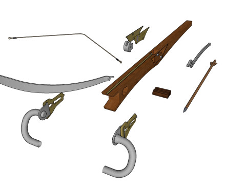 CROSSBOW ARROW SPEAR WOODEN BOW WEAPON PISTOL RIFLE TREE FOREST WEAPON RIFLE SOLDIER WORLD WAR C 3D Model
