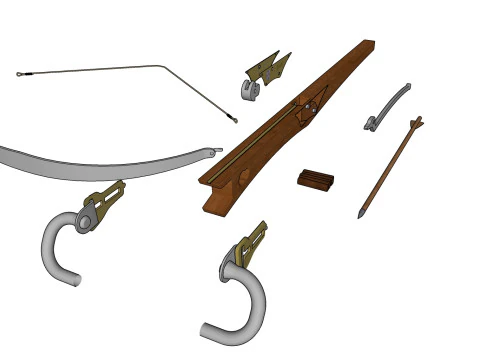 BESTA SETA LAN&Ccedil;A ARCO DE MADEIRA ARMA PISTOLA RIFLE &Aacute;RVORE FLORESTA ARMA RIFLE SOLDADO GUERRA MUNDIAL Modelo 3D