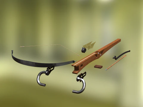 BESTA SETA LAN&Ccedil;A ARCO DE MADEIRA ARMA PISTOLA RIFLE &Aacute;RVORE FLORESTA ARMA RIFLE SOLDADO GUERRA MUNDIAL Modelo 3D