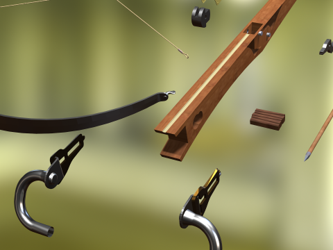 CROSSBOW ARROW SPEAR WOODEN BOW WEAPON PISTOL RIFLE TREE FOREST WEAPON RIFLE SOLDIER WORLD WAR C 3D Model