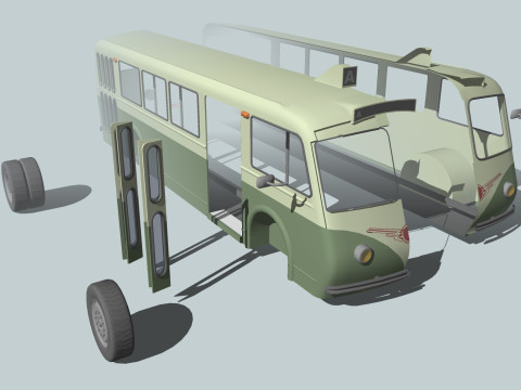 TROLLEYBUS BUS TRAIN VEHICLE TRUCK CAR FOREST CITY LAND TRANVIA TRAM RIFLE SOLDIER WORLD WAR CHAINS Model 3D