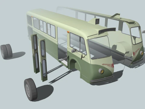 FILOBUS BUS TRENO VEICOLO CAMION AUTO FORESTA CITT&Agrave; TERRA TRANVIA TRAM FUCILE SOLDATO GUERRA MONDIALE CATENE Modello 3D