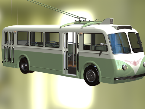 TROLLEYBUS BUS TRAIN VEHICLE TRUCK CAR FOREST CITY LAND TRANVIA TRAM RIFLE SOLDIER WORLD WAR CHAINS Model 3D