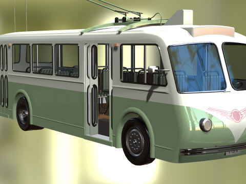 TROLLEYBUS BUS TRAIN VEHICLE TRUCK CAR FOREST CITY LAND TRANVIA TRAM RIFLE SOLDIER WORLD WAR CHAINS Model 3D