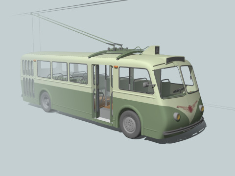 TROLLEYBUS BUS TRAIN VEHICLE TRUCK CAR FOREST CITY LAND TRANVIA TRAM RIFLE SOLDIER WORLD WAR CHAINS Model 3D