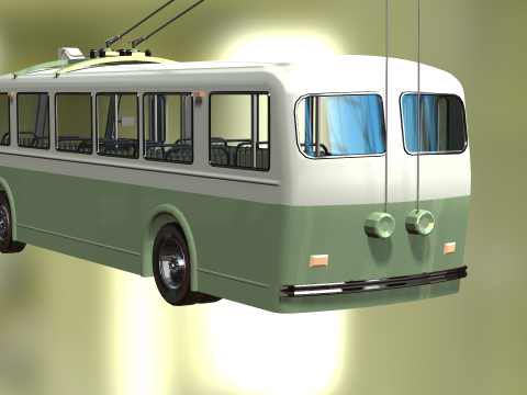 TROLLEYBUS BUS TRAIN VEHICLE TRUCK CAR FOREST CITY LAND TRANVIA TRAM RIFLE SOLDIER WORLD WAR CHAINS Model 3D