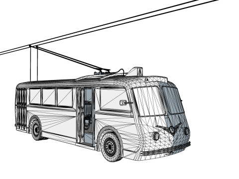 TROLLEYBUS BUS TRAIN VEHICLE TRUCK CAR FOREST CITY LAND TRANVIA TRAM RIFLE SOLDIER WORLD WAR CHAINS Model 3D