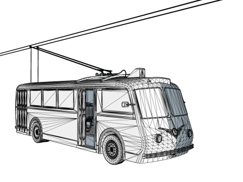 FILOBUS BUS TRENO VEICOLO CAMION AUTO FORESTA CITT&Agrave; TERRA TRANVIA TRAM FUCILE SOLDATO GUERRA MONDIALE CATENE Modello 3D