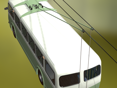 TROLLEYBUS BUS TRAIN VEHICLE TRUCK CAR FOREST CITY LAND TRANVIA TRAM RIFLE SOLDIER WORLD WAR CHAINS Model 3D
