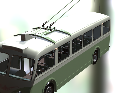 TROLLEYBUS BUS TRAIN VEHICLE TRUCK CAR FOREST CITY LAND TRANVIA TRAM RIFLE SOLDIER WORLD WAR CHAINS Model 3D