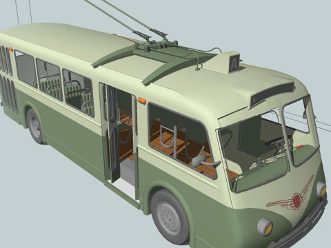 FILOBUS BUS TRENO VEICOLO CAMION AUTO FORESTA CITT&Agrave; TERRA TRANVIA TRAM FUCILE SOLDATO GUERRA MONDIALE CATENE Modello 3D