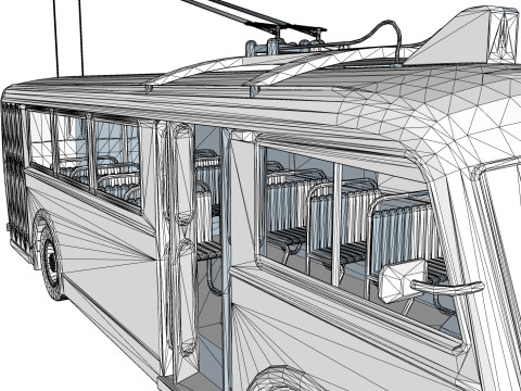 TROLLEYBUS BUS TRAIN VEHICLE TRUCK CAR FOREST CITY LAND TRANVIA TRAM RIFLE SOLDIER WORLD WAR CHAINS Model 3D