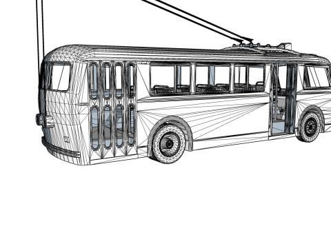 TROLLEYBUS BUS TRAIN VEHICLE TRUCK CAR FOREST CITY LAND TRANVIA TRAM RIFLE SOLDIER WORLD WAR CHAINS Model 3D