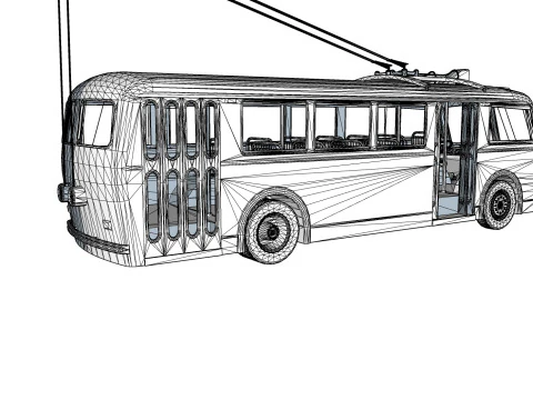 FILOBUS BUS TRENO VEICOLO CAMION AUTO FORESTA CITT&Agrave; TERRA TRANVIA TRAM FUCILE SOLDATO GUERRA MONDIALE CATENE Modello 3D