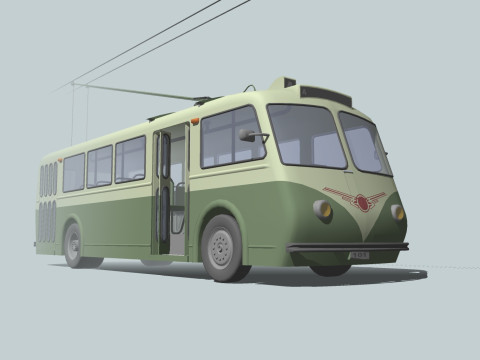 TROLLEYBUS BUS TRAIN VEHICLE TRUCK CAR FOREST CITY LAND TRANVIA TRAM RIFLE SOLDIER WORLD WAR CHAINS Model 3D