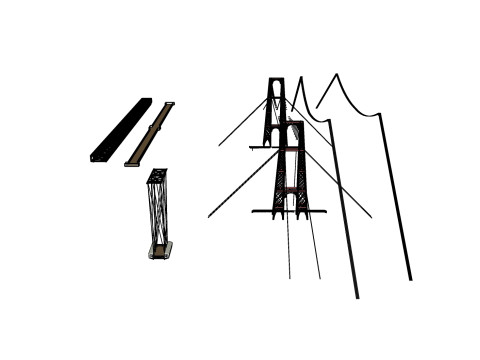 BROOKLYN BRIDGE VEHICLE TRUCK CAR FOREST ROAD LAND STAIRS RIFLE PLATFORM WORLD WAR CHAINS CHAIN FL 3D Model