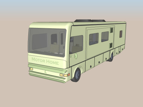 CARAVAN MOTOR HOME VEHICLE TRUCK CAR FOREST GRASS LAND WEAPON RIFLE SOLDIER WORLD WAR CHAINS F 3D Model