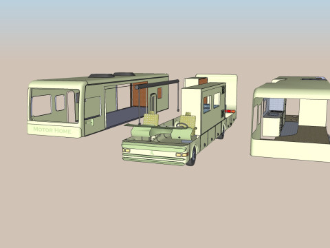 CARAVAN MOTOR HOME VEHICLE TRUCK CAR FOREST GRASS LAND WEAPON RIFLE SOLDIER WORLD WAR CHAINS F Modelo 3D