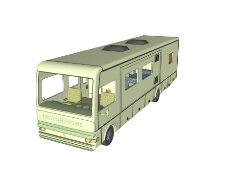 CARAVAN MOTOR HOME VEHICLE TRUCK CAR FOREST GRASS LAND WEAPON RIFLE SOLDIER WORLD WAR CHAINS F 3D Model