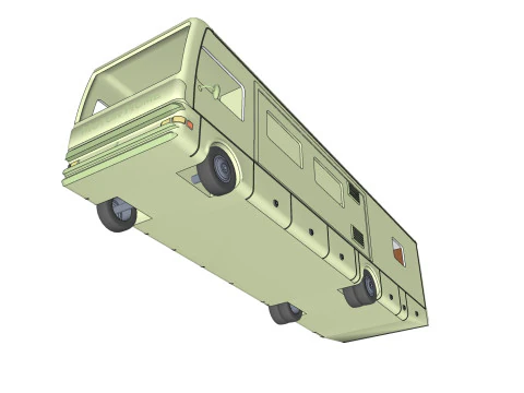 CARAVAN MOTOR HOME VEHICLE TRUCK CAR FOREST GRASS LAND WEAPON RIFLE SOLDIER WORLD WAR CHAINS F 3D Model