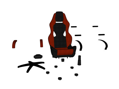 CHAIR SEAT OFFICE FURNITURE HOME GAMER HOUSE TABLE 24 COMPUTER Modello 3D
