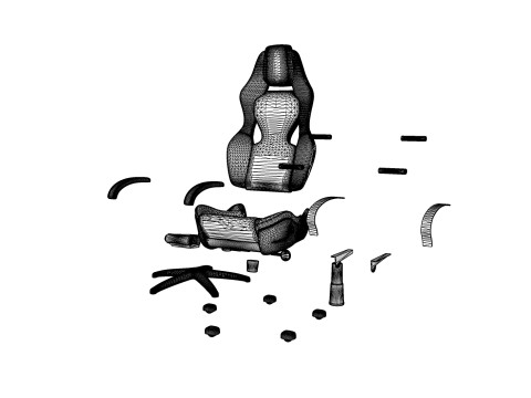 CHAIR SEAT OFFICE FURNITURE HOME GAMER HOUSE TABLE 24 COMPUTER Modello 3D