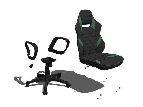 CHAIR SEAT OFFICE FURNITURE HOME GAMER L HOUSE TABLE COMPUTER Modello 3D