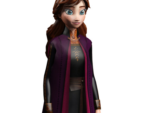 ANNA KRISTOFF FROZEN RIGGED STL OBJ FBX FROZEN FANTASY CASTLE MEDIEVAL TIMES ANNA 3D Model