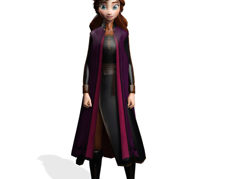 ANNA KRISTOFF FROZEN RIGGED STL OBJ FBX FROZEN FANTASY CASTLE MEDIEVAL TIMES ANNA Modelo 3D