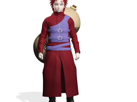 GAARA NARUTO SHIPPUDEN NARUTO POKMON NINJA WARRIOR FREE DOWNLOAD 3D MODEL FBX OBJ Modello 3D