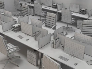 local de trabalho de escrit&oacute;rio Modelo 3D