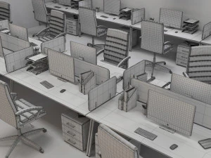 local de trabalho de escrit&oacute;rio Modelo 3D