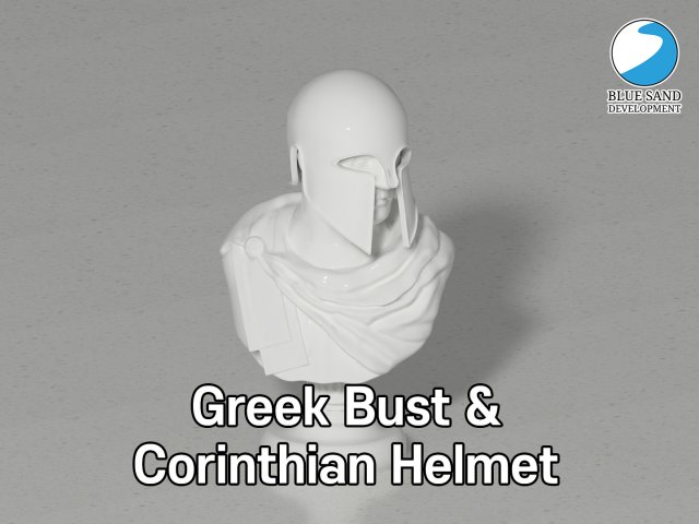 greek style bust and corinthian helmet bundle 3D Print Model .c4d .max .obj .3ds .fbx .stl .blend 