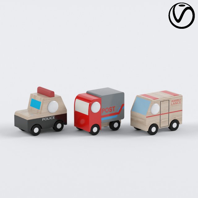 wooden children toy 3 pieces 3D-Modell .c4d .max .obj .3ds .fbx .stl .blend 