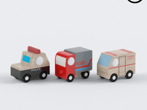 wooden children toy 3 pieces 3D Model