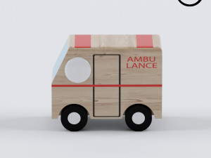 wooden children toy 3 pieces 3D-Modell
