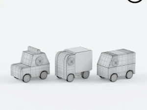 wooden children toy 3 pieces 3D Model